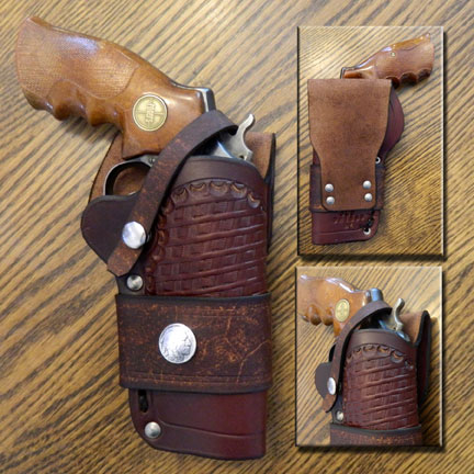  Leather Gun Holster for .38 Caliber and .357 Caliber Revolvers  (Right Handed) Smooth Brown